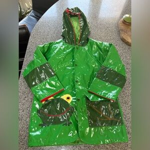 Kidorable Green Frog Raincoat with hood and pockets, 4T